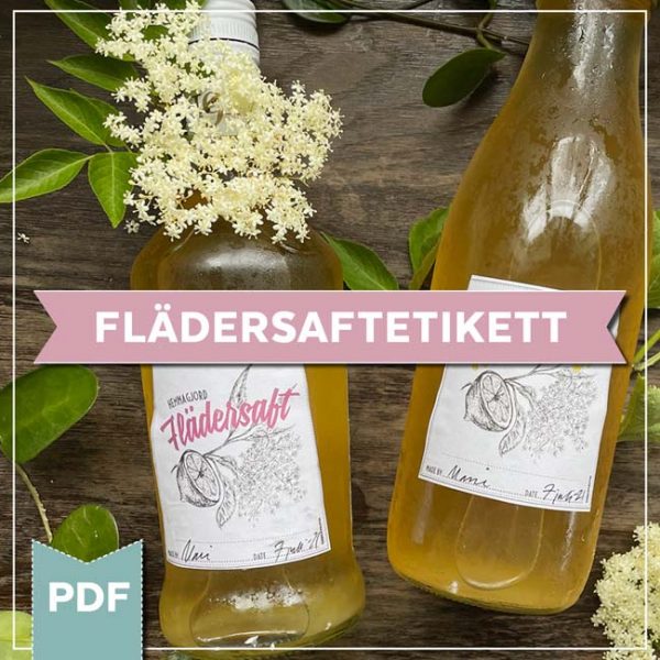 flädersaftetikett att skriva ut