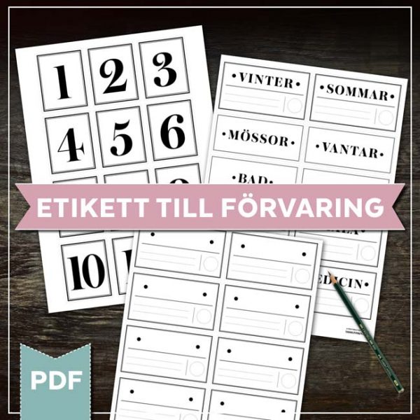 Etiketter till förvaring