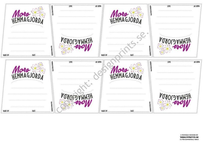 Etiketter till hemmagjord saft och sylt, etiketter till saft, designprints